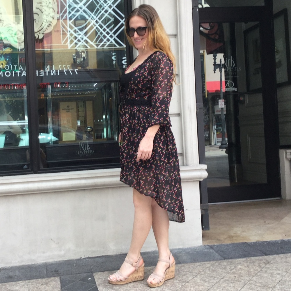 Floral Sheer Black Tunic Dress